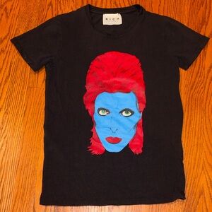 Rich Black T-Shirt with Red and Blue Graphic